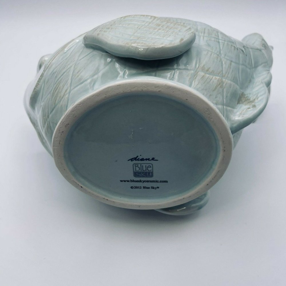 Blue Sky Ceramics, Diane, 2012, Koi Fish TeaPot, Light Green-Blue, Brushed Brown - Picture 8 of 9